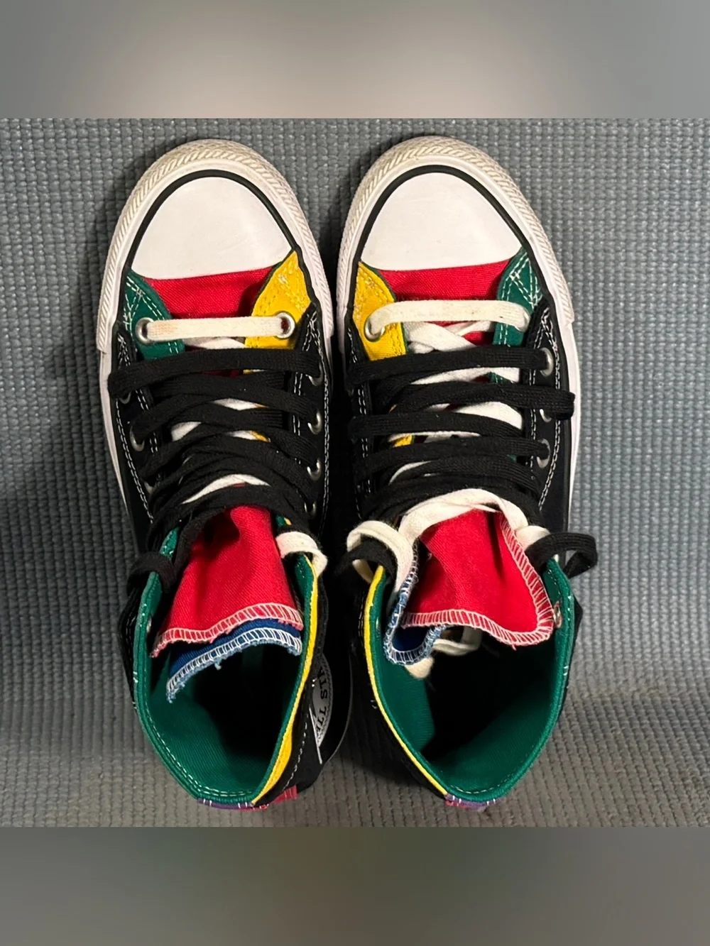 Converse Chuck Taylor All Star Hi Double Upper Sneaker Black/Multi Women’s Sz 7 - Picture 5 of 9